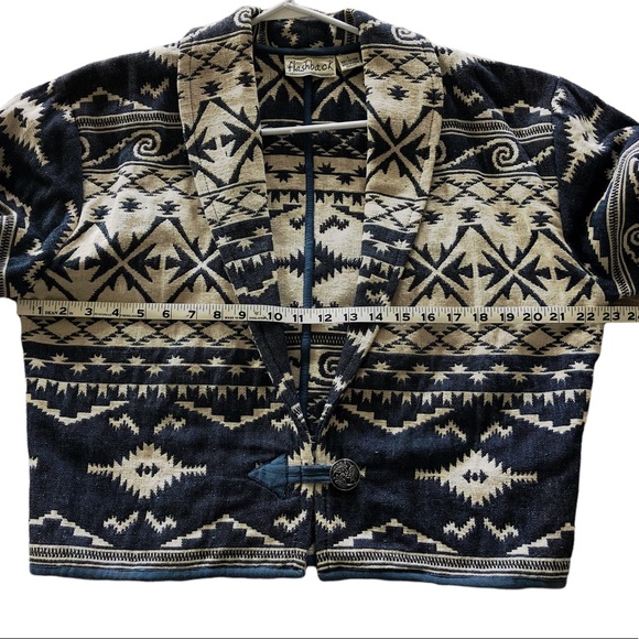 Flashback vintage southwestern aztec tribal print unlined cotton jacket, size L - Picture 11 of 12